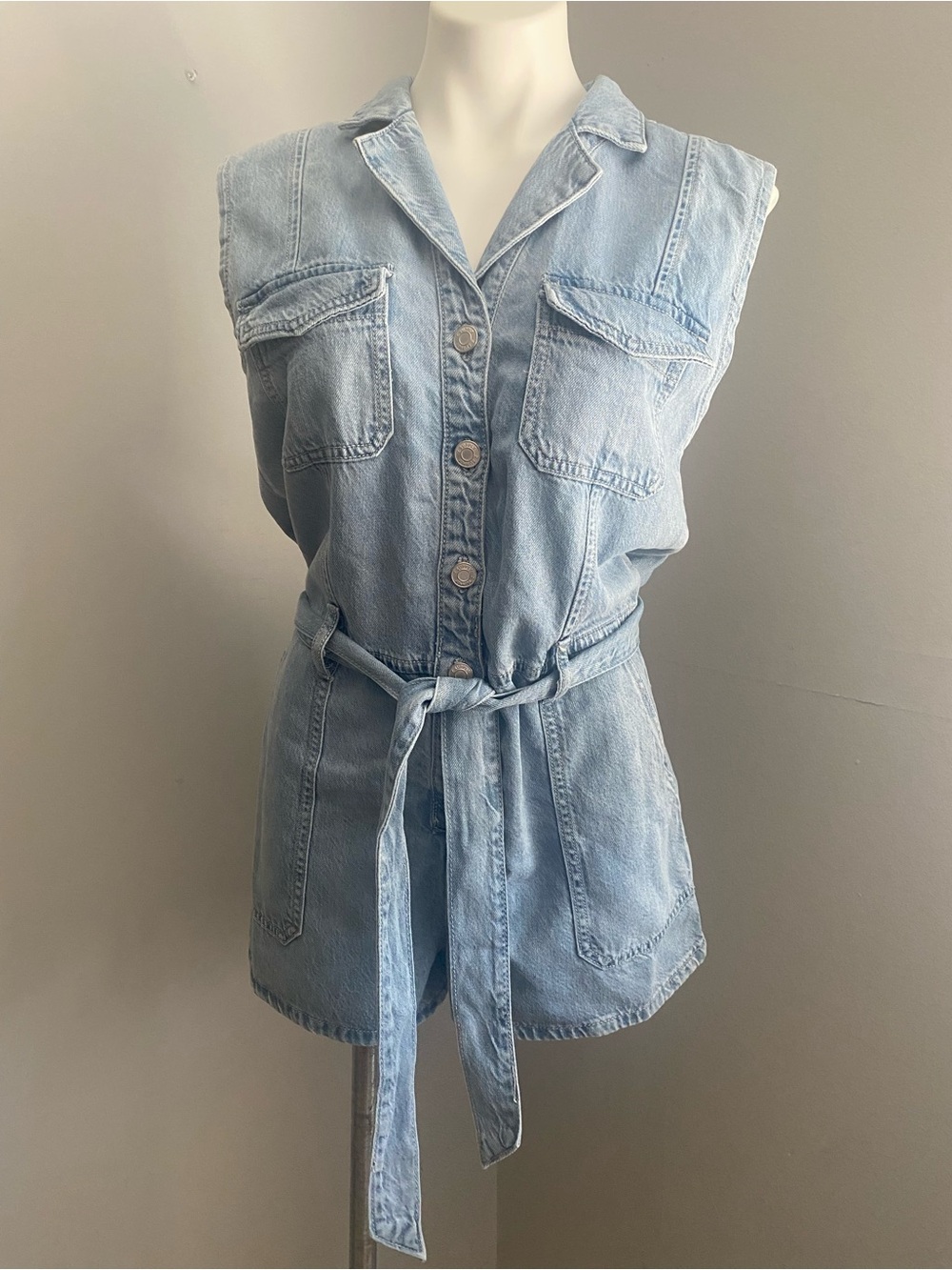 Z Supply Light Vintage Indigo Denim Romper